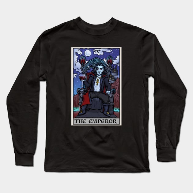 The Emperor Tarot Card Gothic Halloween Count Dracula Vampire Major Arcana Long Sleeve T-Shirt by TheGhoulishGarb